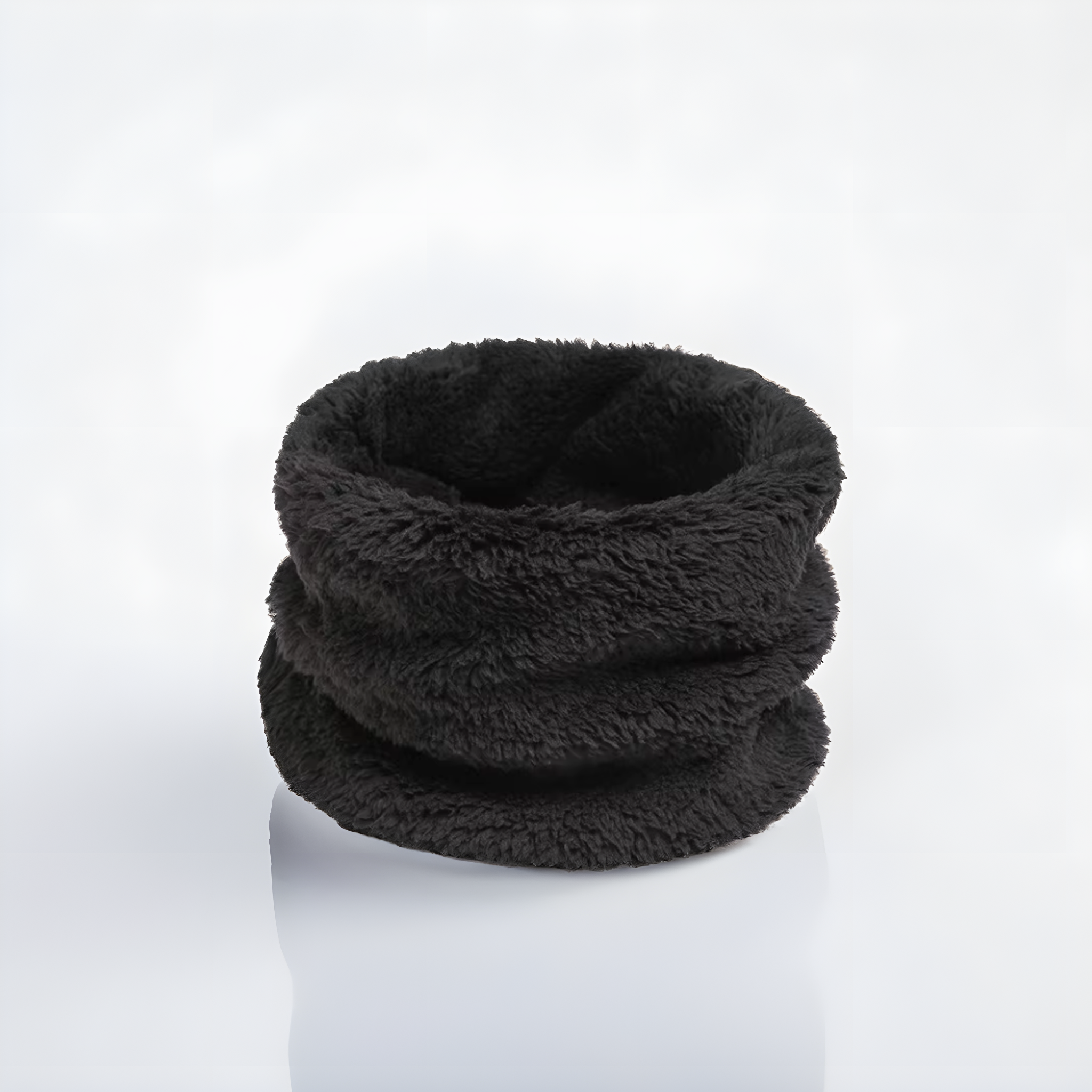 Cache‑cou polaire noir ultra‑doux