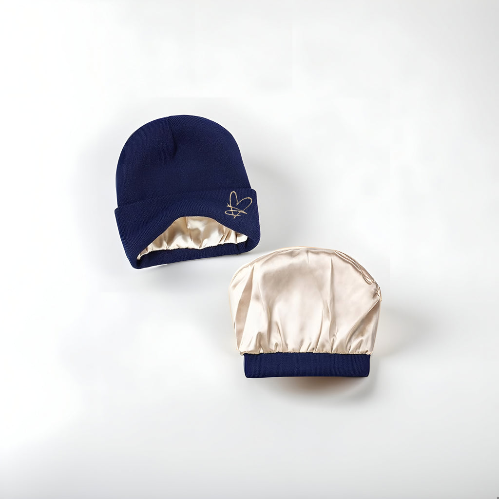 Bonnet doublé satin – Bleu