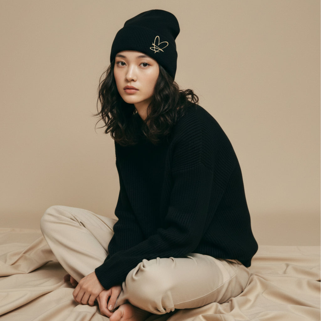 Bonnet doublé satin – Noir