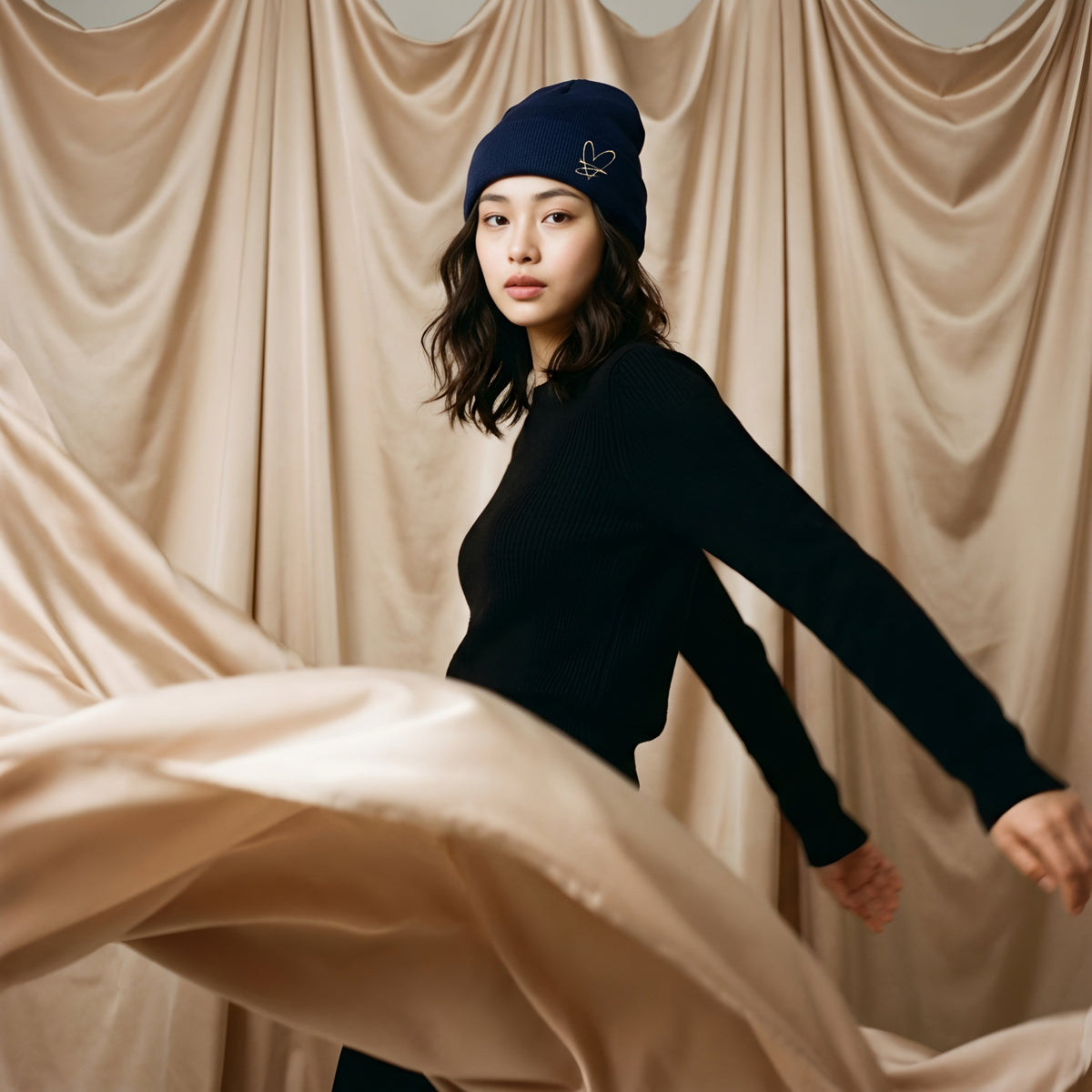 Bonnet doublé satin – Bleu